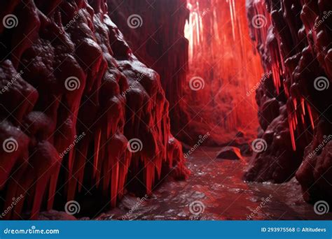 Reddish Crystals Glowing On Cave Walls Stock Photo Image Of Natural