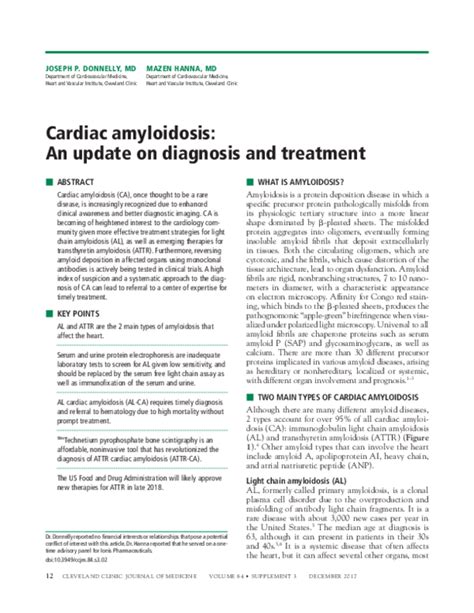 Pdf Cardiac Amyloidosis An Update On Diagnosis And Treatment Mazen Hanna