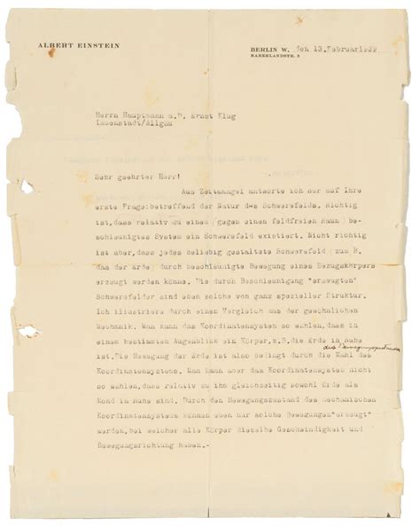 Albert Einstein Letter To Captain Ernst Klug MutualArt