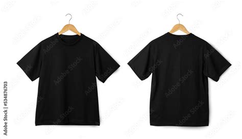 Black Oversize T Shirt Mockup Hanging Realistic T Shirt Stock Photo