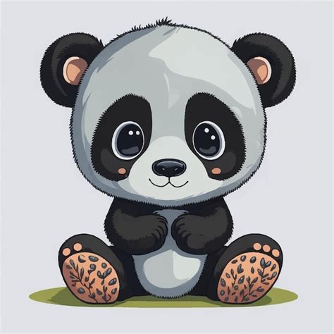 Pequeno Panda Bonito Dos Desenhos Animados Sentado Isolado No Fundo