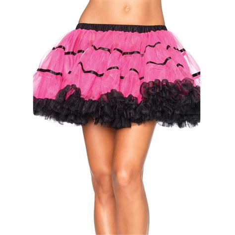 Layered Satin Striped Tulle Petticoat Skirt Hot Pink Black Janet S