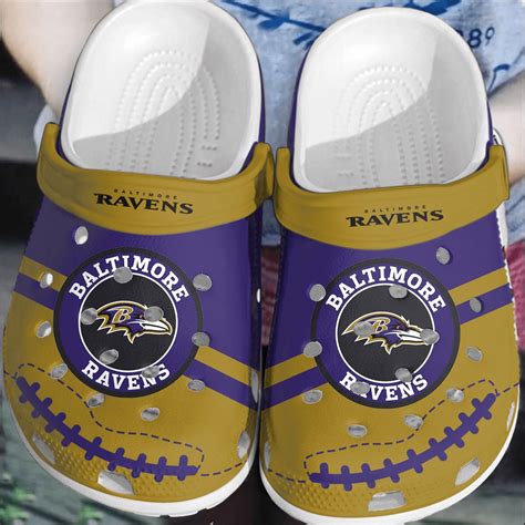 NFL Baltimore Ravens Football Crocs Clogs Comfortable Shoes Crocband