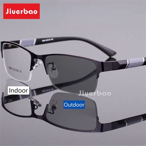 Business Half Frame Photochromic Blocking Blue Light Eyeglasses For Men Women Transition