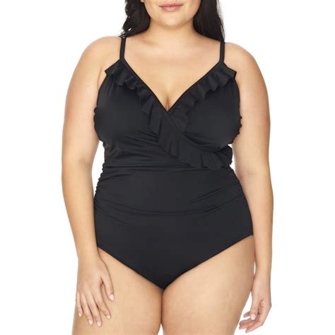 Time And Tru Ruffle One Piece Swimsuit Flattering Swimsuits From