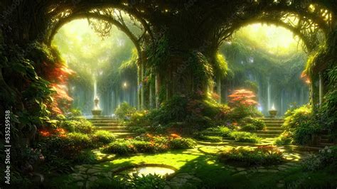 Garden Of Eden Exotic Fairytale Fantasy Forest Green Oasis Unreal