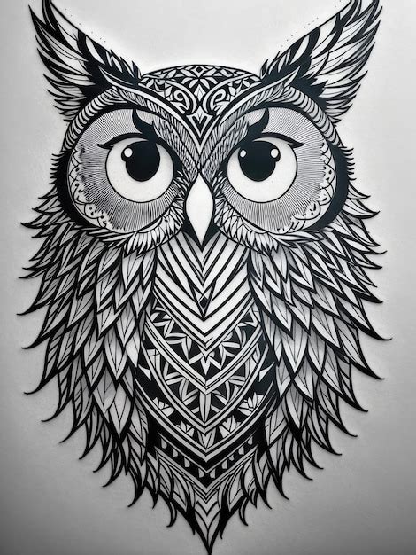 Premium AI Image | Black and white vector drawing of an owl Tattoo sketch