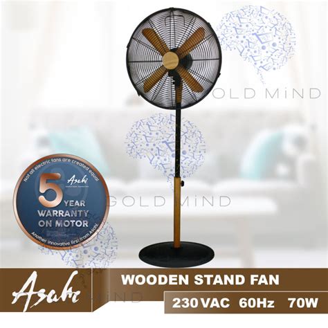 Asahi Electric Fan Retro Wooden Stand Fan Gold Mind Everyday Low