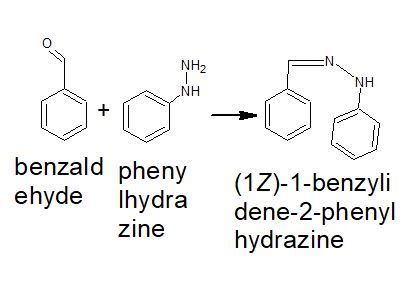 Write an equation for the reaction of benzaldehyde with phenylhydrazine ...