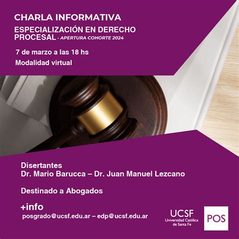 Charla Informativa Virtual Especialización en Derecho Procesal