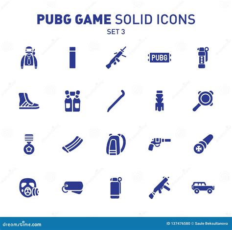 Pubg Game Glyph Icons Vector Illustration Of Combat Facilities Solid