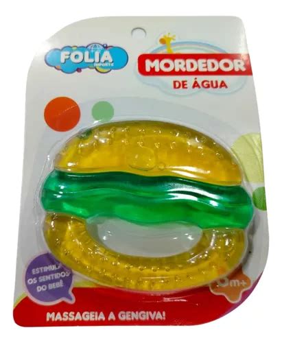 Mordedor Para Bebe Sensorial De Agua Gelado Hambúrguer 9cm