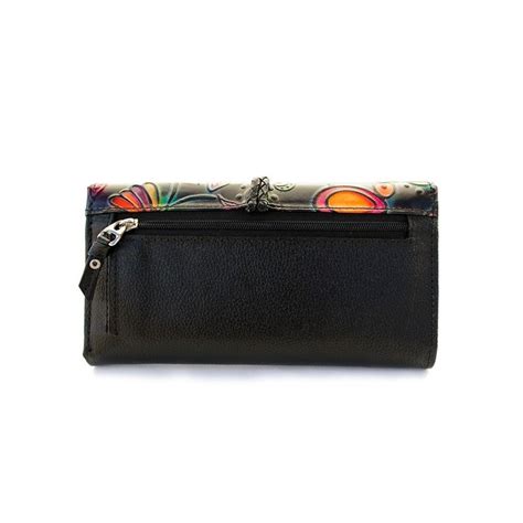 Black leather wallet women