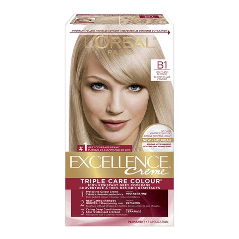 L Or Al Paris Excellence Cr Me Permanent Hair Color B1 Light Ash Blonde 100 Grey Coverage Hair