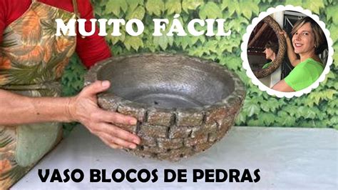 DIY VASO BLOCOS DE PEDRAS Cimento E Isopor YouTube