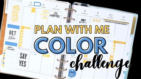 Plan With Me Color Challenge Blue Yellow Happy Planner Rainbow