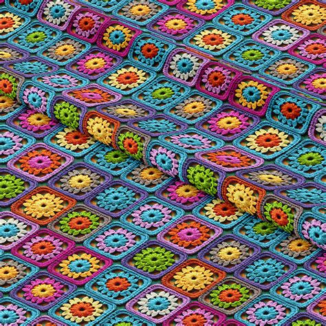 Crochet Granny Squares Fabric For Outdoor Cushions Dressmaking Crafts