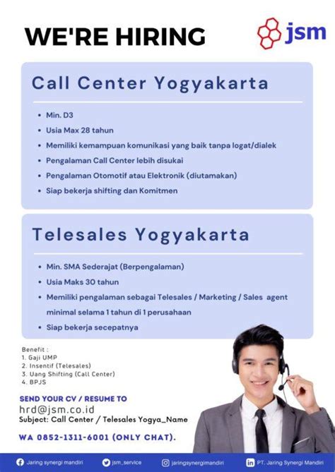 Lowongan Kerja Telesales Call Center Di PT Jaring Synergi Mandiri