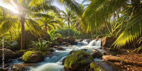 Ilustrace Jungle On A Sunny Day Beautiful Tropical Rainforest