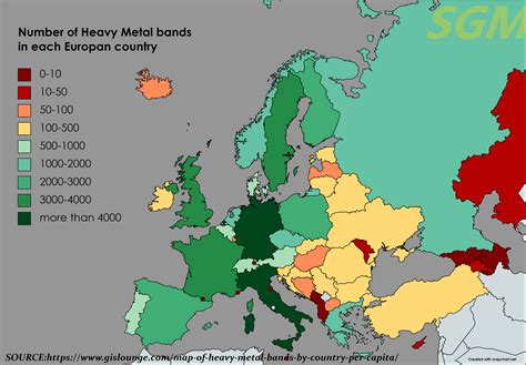 Number Of Heavy Metal Bands In Each Europan Country Mine Old Map