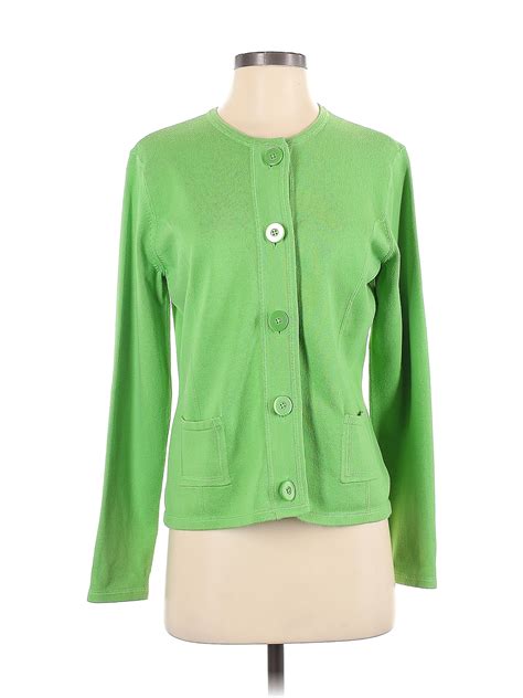 Talbots Color Block Solid Green Cardigan Size M Off Thredup