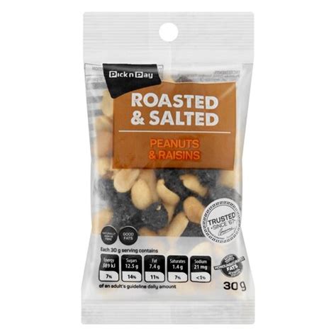 Pnp Roasted And Salted Peanuts And Raisins 30g Pnp