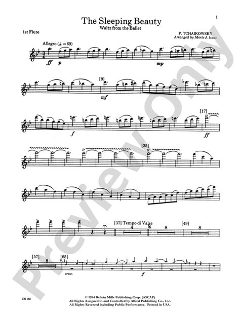 Sleeping Beauty Waltz From The Ballet Flute Flute Part Digital Sheet Music Download