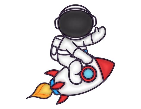 Astronauta Bonito Em D Montando Foguete Acenando A M O Ilustra O