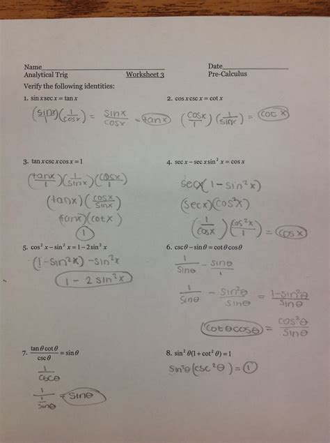 Trigonometric Sum And Difference Identities Worksheet | Free Worksheets Samples