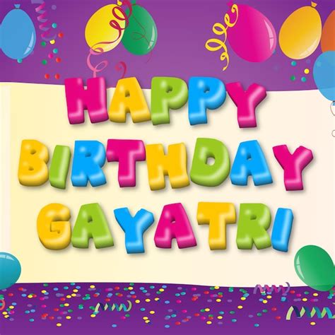 Premium Photo Happy Birthday Gayatri Gold Confetti Cute Balloon Card