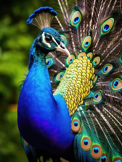 Um pavão penas coloridas Foto Premium