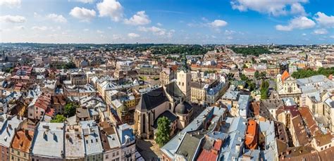 Lviv Panoramic Bird S Eye View Of From Of The City Centre In Ukraine In