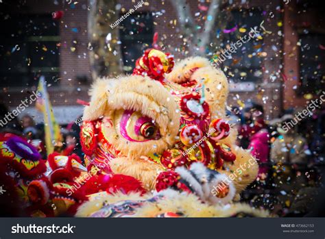 Lion Dance Confetti During Chinese New Stock Photo Shutterstock