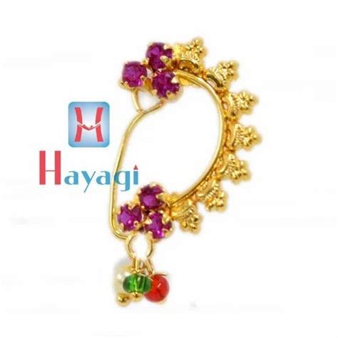 Nath Gold Non Pierced Ruby Stone Nose Ring At Rs Narayan Peth