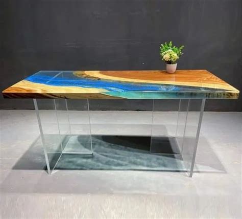 Teak Wood Rectangular Epoxy Resin Glass Table at Rs 7000/piece in ...