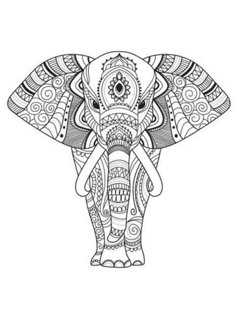 Elephant Adult Coloring Page Etsy