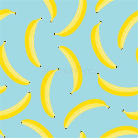 Yellow Pastel Banana On Blue Background Seamless Pattern Vector Stock