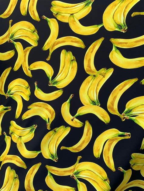 Bananas Print On Black Base Spanex Fabric Sold By The Yard Etsy