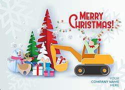 Excavator Christmas Cards Personalized For Your Business