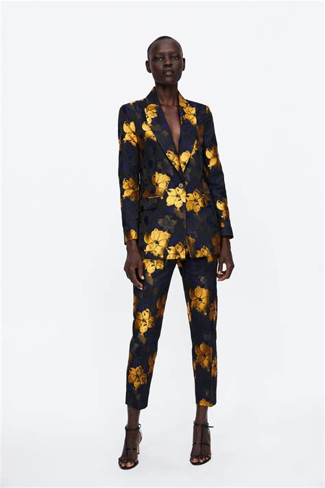 изображение 1 из ЖАККАРДОВЫЕ БРЮКИ С ЦВЕТОЧНЫМ УЗОРОМ от Zara | Suits ...