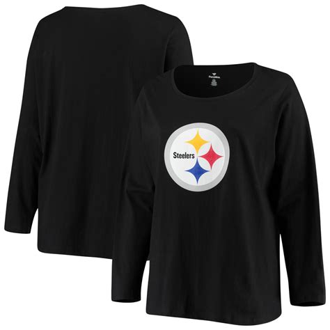 Women S Fanatics Branded Black Pittsburgh Steelers Plus Size Primary Logo Long Sleeve T Shirt