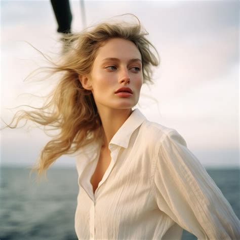 Premium AI Image A Woman With Blonde Hair Flying In The Wind