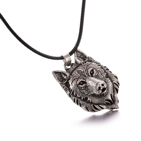 Collier T Te De Loup Argent Sauvage Resplendissant Super Pr Dateur