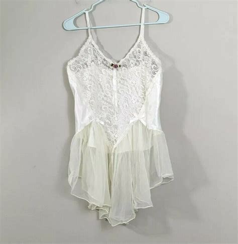 S Lace Negligee Baby Doll Cream Lingerie Vintag Gem