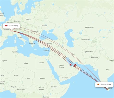 All Flight Routes From Colombo To Geneva Cmb To Gva Flight Routes