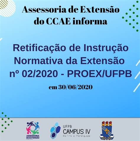 Proex Faz Retifica O Da Instru O Normativa Universidade Federal Da