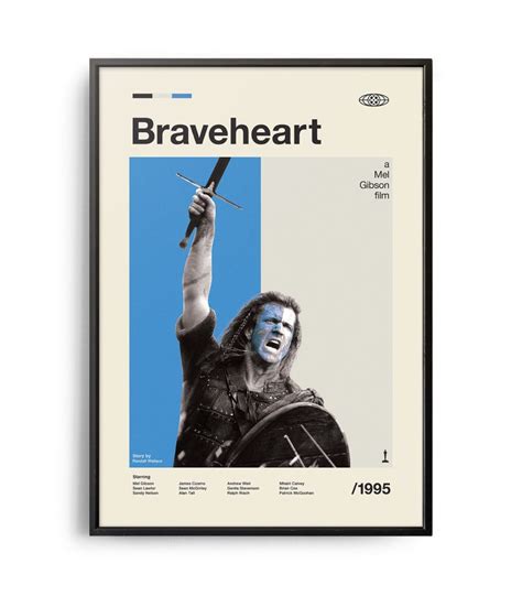 Mid-century modern Braveheart movie poster - Weekend Poster