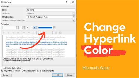 How To Change Hyperlink And Visited Link Color In Microsoft Word Youtube