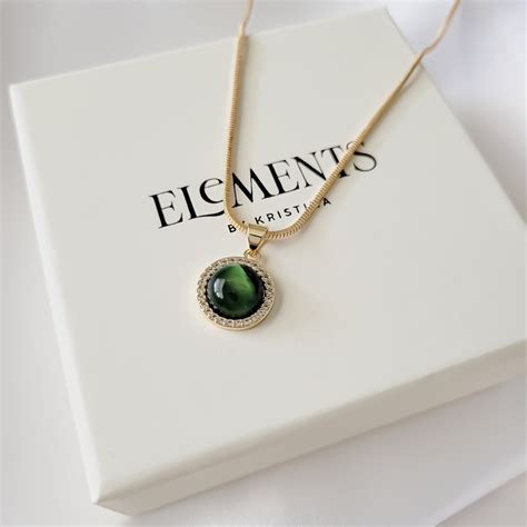 Emerald Necklace. Green Emerald Jewelry. Minimalist Gold Filled Chain ...