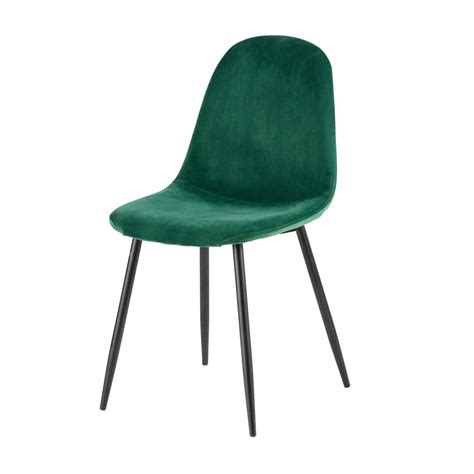 Chaise Style Scandinave En Velours Vert Sapin Maisons Du Monde